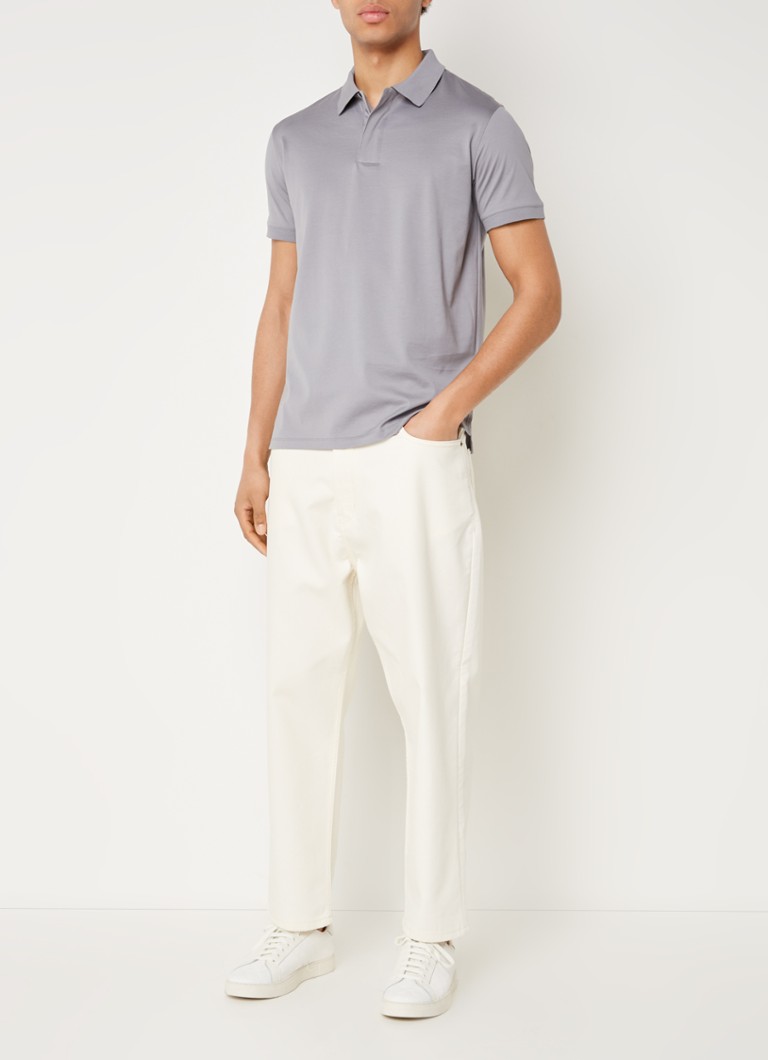 Polo Emporio Armani de corte regular com logotipo e meio zíper.