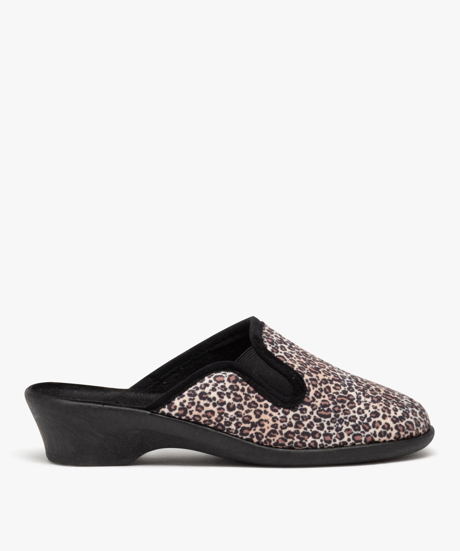 Chaussons femme mules confort compensées à motif léopard imprime | GEMO