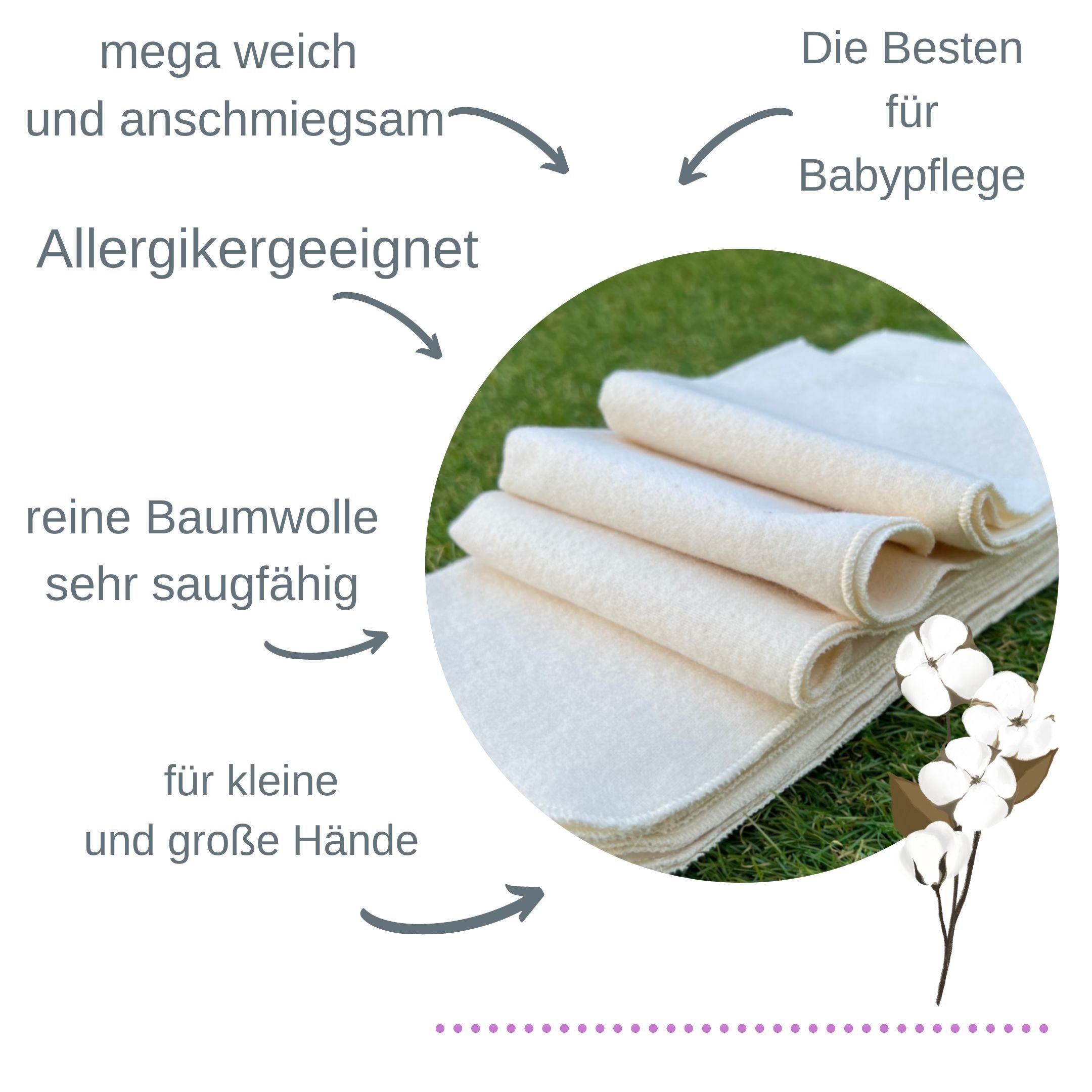 Babymajawelt Waschlappen Baby Stoff Waschlappen Molton Tücher 25x25cm Super Soft (Set, 10-tlg., Sanfte Pflegetücher - Seifentücher), Made in Europe, Waschbar, Kosmetiktücher