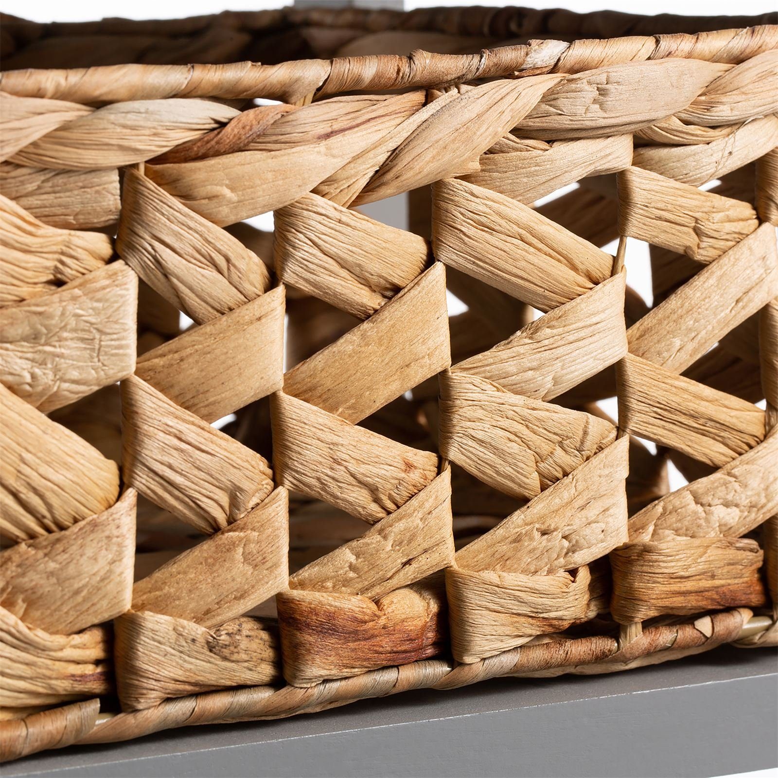 CARO-Möbel Kommode, Kommode Schubladenschrank Regal aus Paulownia Holz in grau mit 4 Körbe