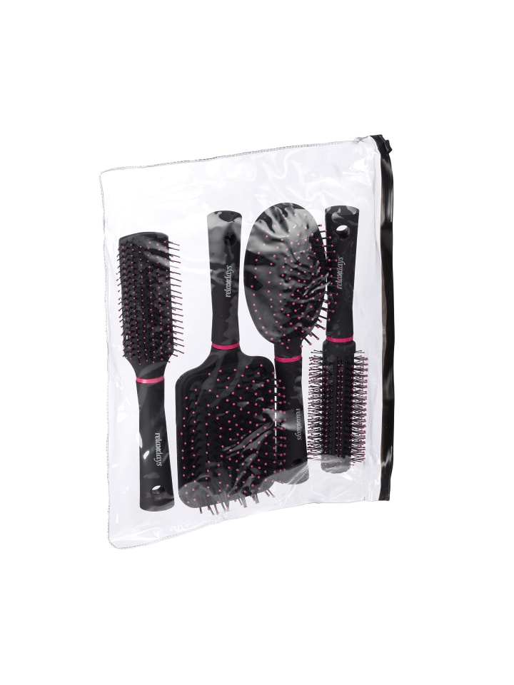 relaxdays 4x Haarbürste in Schwarz/Pink günstig kaufen onesize