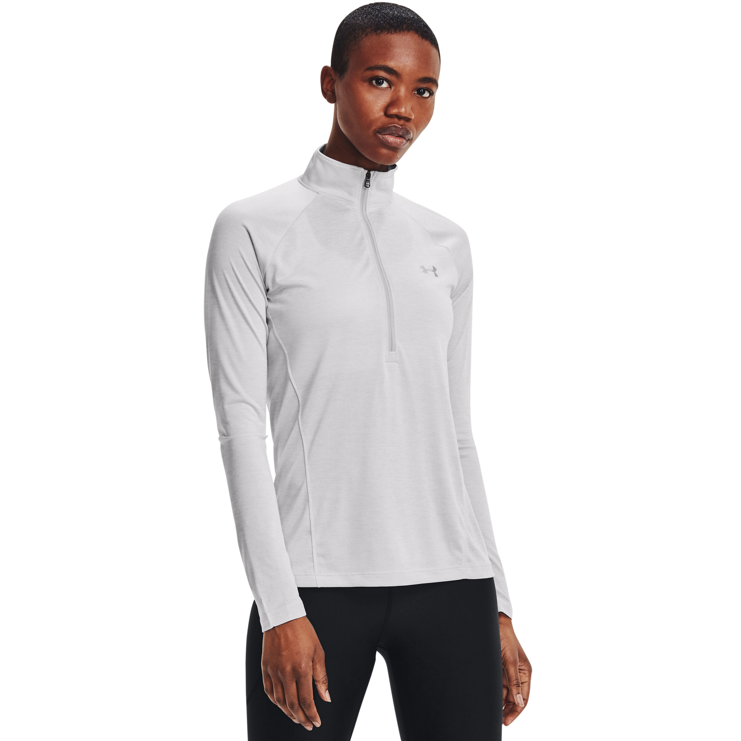 Tech Twist Half-Zip Longsleeve Damen - Hellgrau, Silber