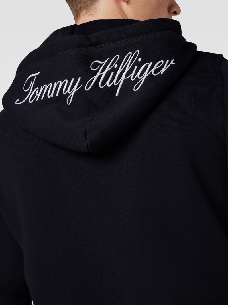 Sweatjacke mit Label-Detail Modell 'CIRCLE MIXED TYPE ZIP' in marineblau