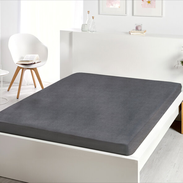 Supersoft Frottee-Stretch-Spannbetttuch, 180-200 x 200 cm, anthrazit