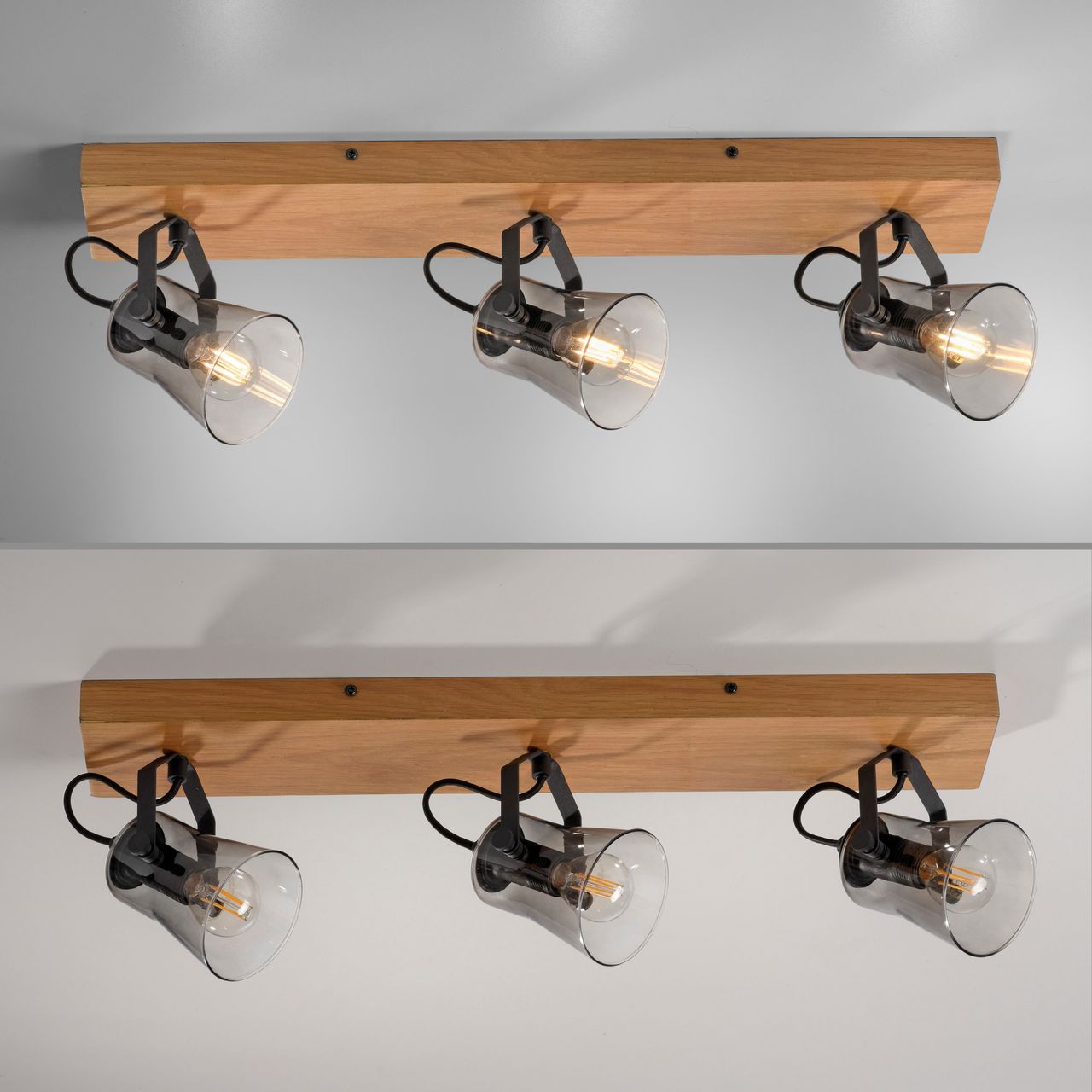 JUST LIGHT JUST LIGHT.  Deckenleuchte GREEN LANGSTRÖM, 3x E14/10Watt max., Holz-natur