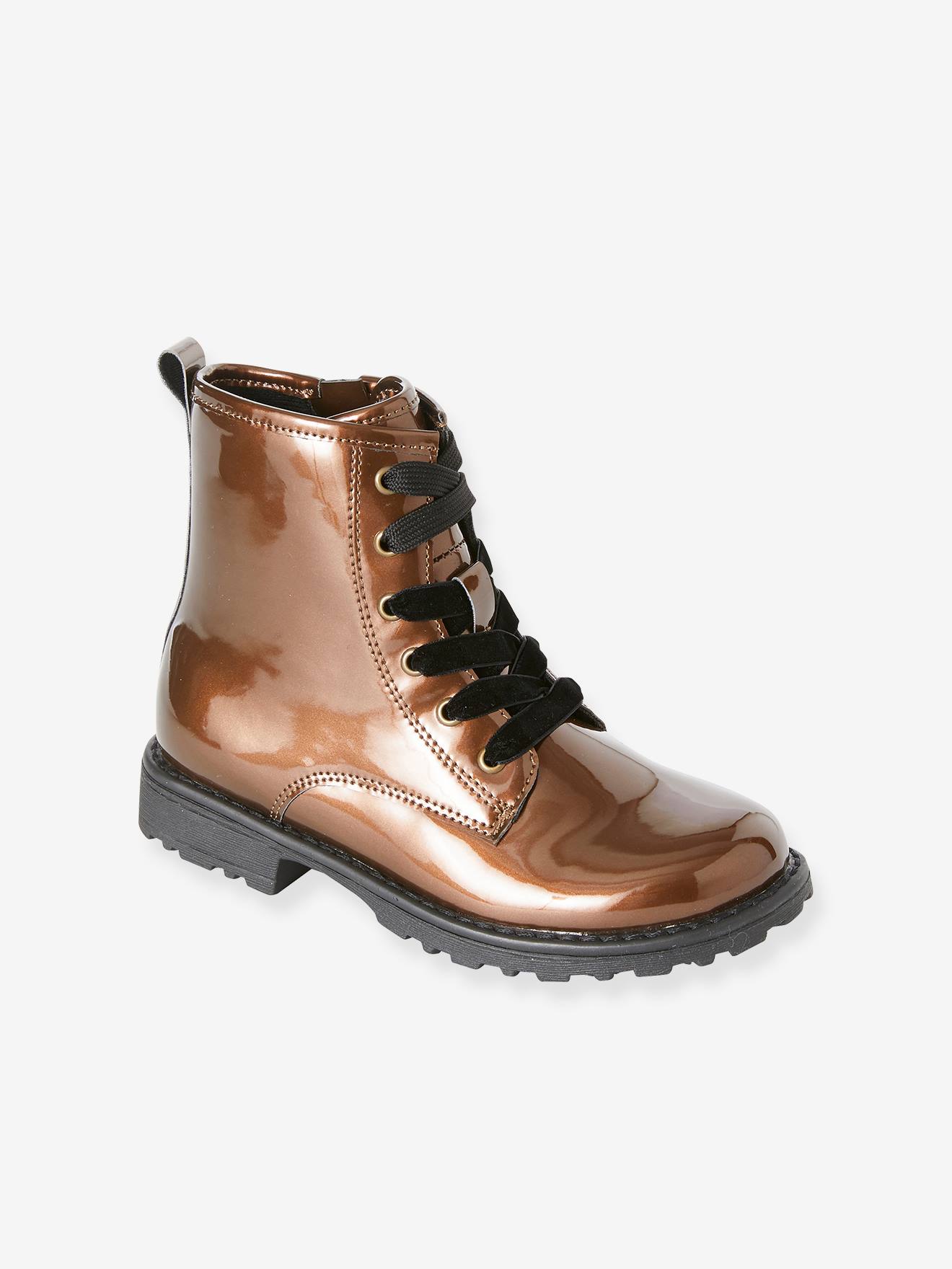 Vertbaudet Mädchen Schnürboots mit Reißverschluss - bronze