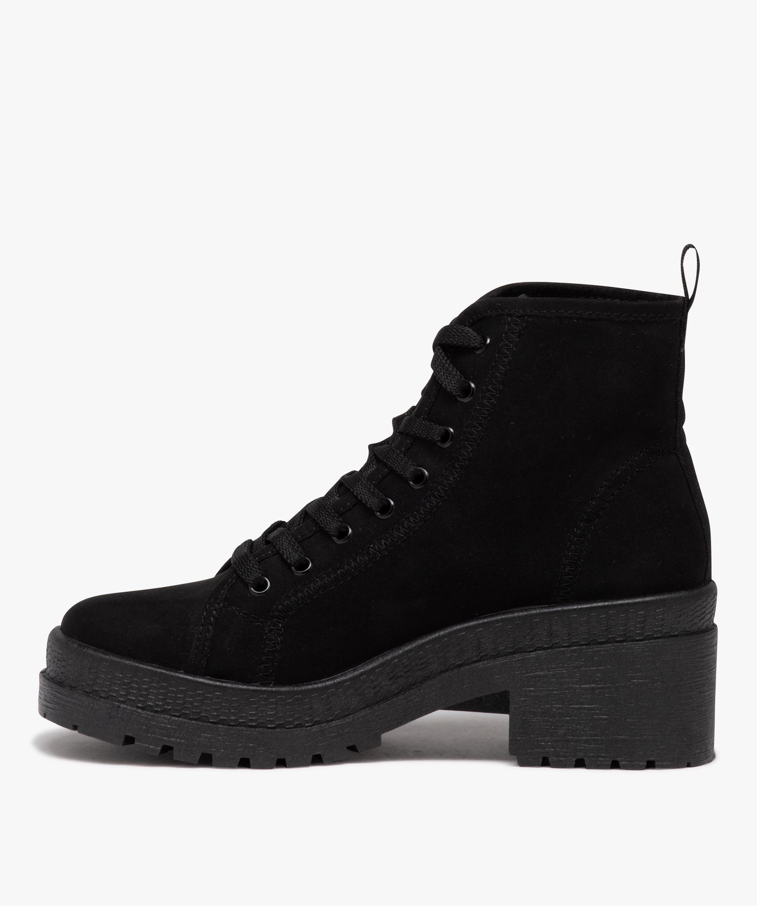 Tennis femme mid-cut en toile unie à talon et semelle crantée noir | GEMO