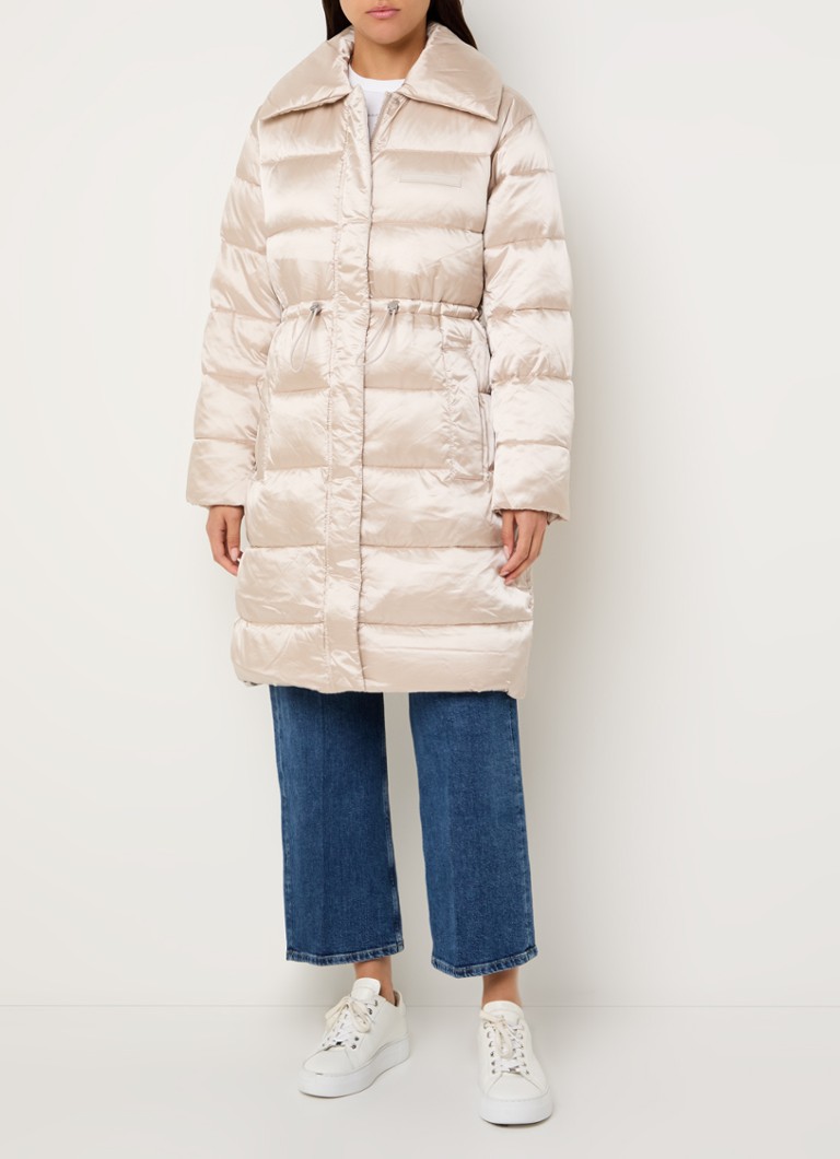 Calvin Klein Longline satin puffer jacket with drawstring