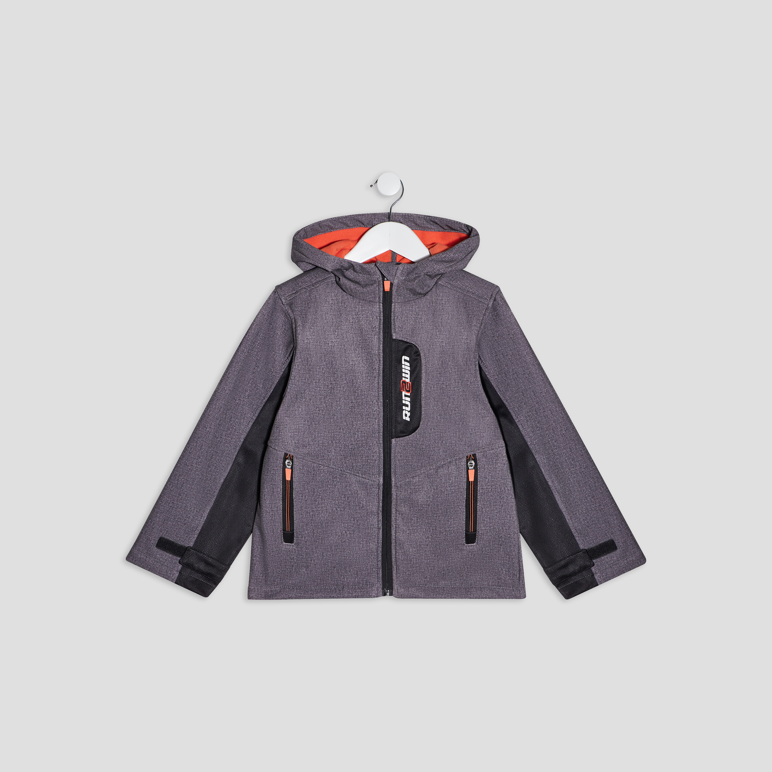 Veste déperlante droite à capuche gris foncé garçon | La Halle