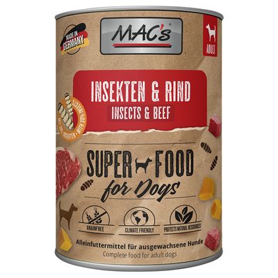 Sparpaket MAC's Nassfutter für Hunde mit Insekten 24 x 400 g