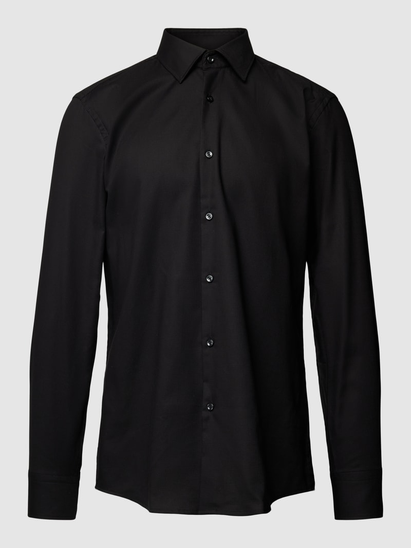 Regular Fit Business-Hemd mit Kentkragen in schwarz