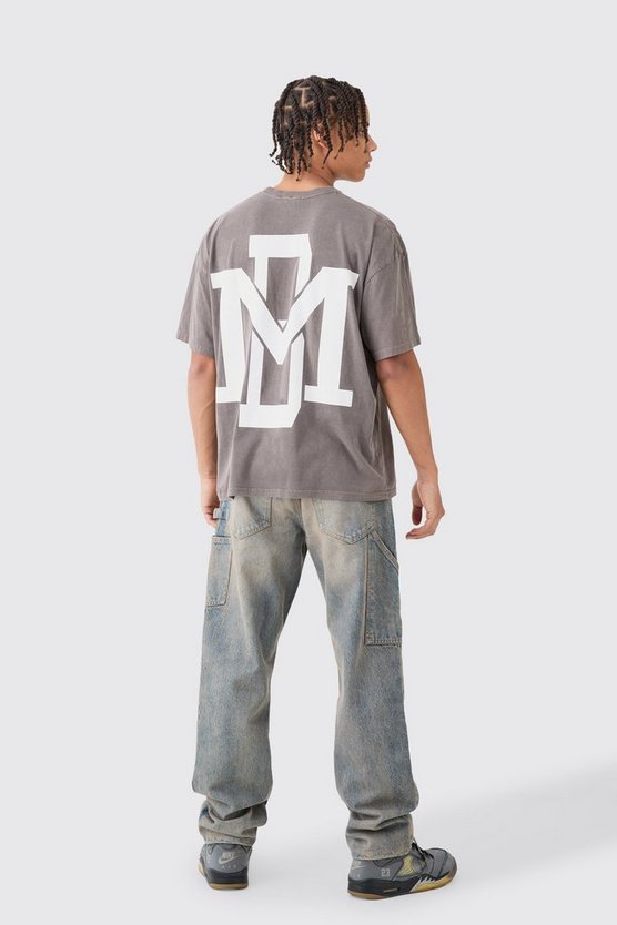 Kastiges Oversize T-Shirt mit Bm-Print