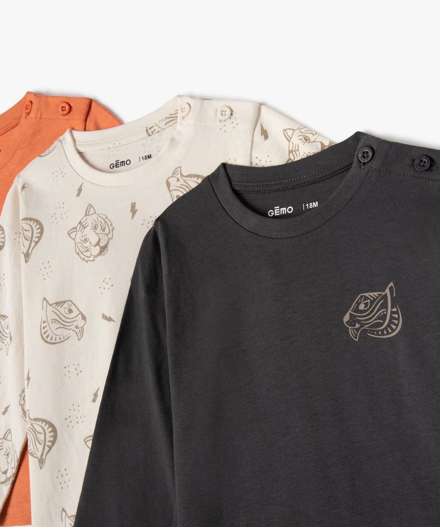 Tee-shirt bébé Garçon à manches longues motif tigre (lot... ecru | GEMO