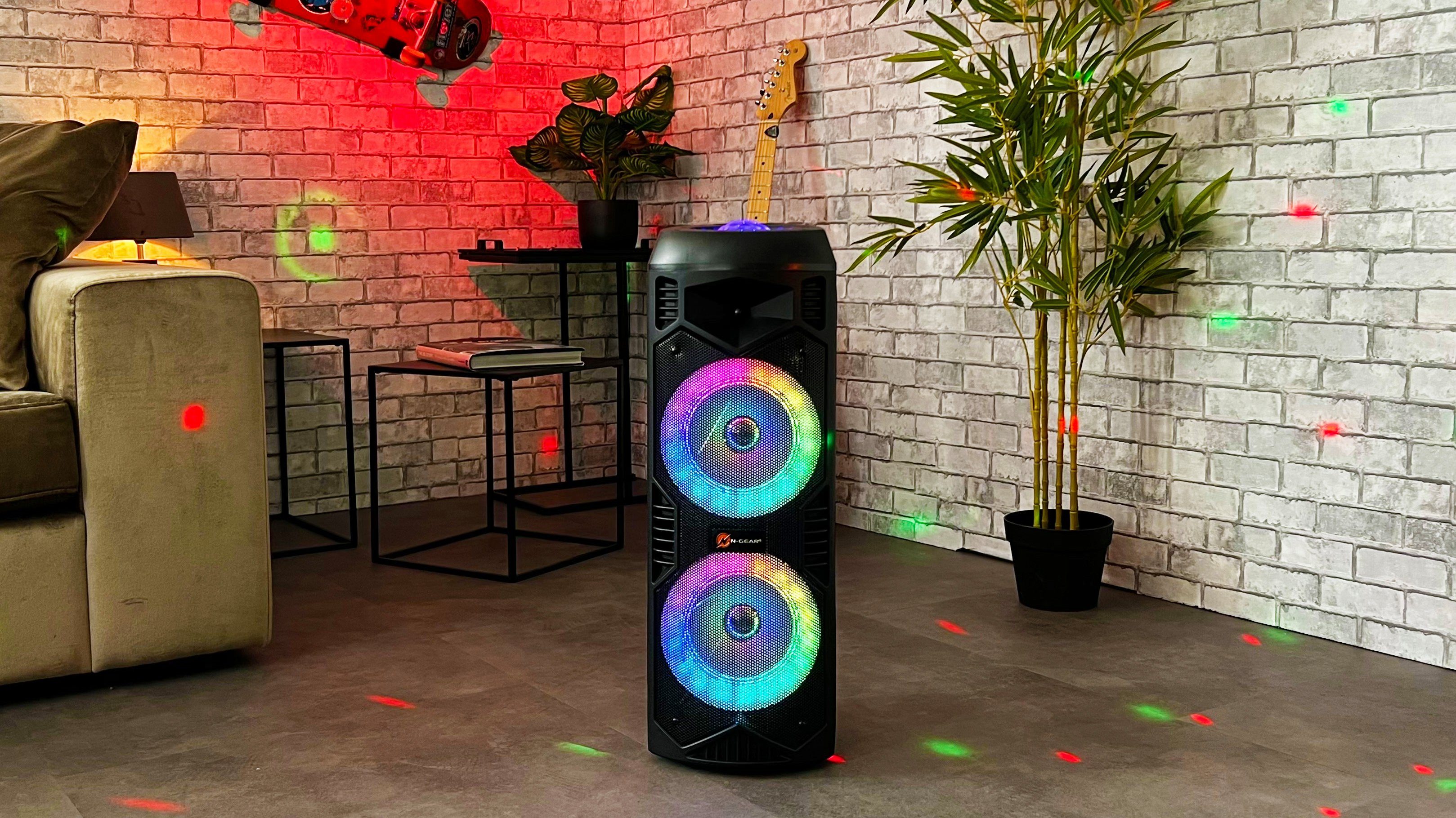 N-GEAR Let's Go Party 5150 Black Bluetooth-Lautsprecher (inklusive Fernbedienung, Drahtloses Mikrofon im Lieferumfang enthalten)
