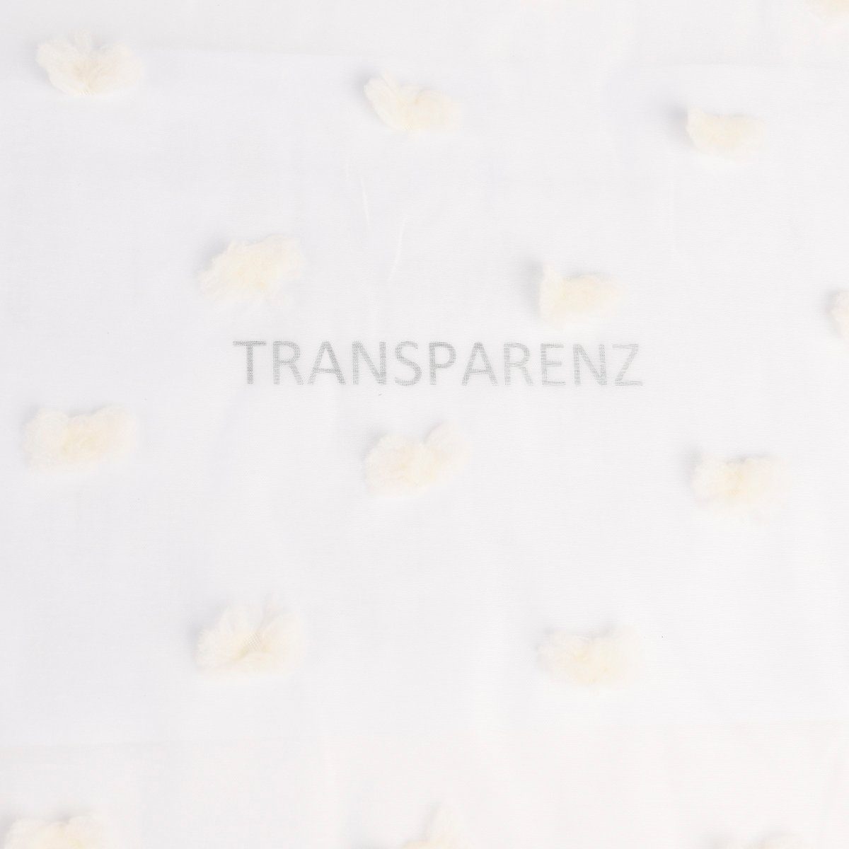 Meterware Rasch Textil Bambino Stores Pom Pom Puscheln weiß creme 3m, (1 St), halbtransparent, Kunstfaser, bestickt