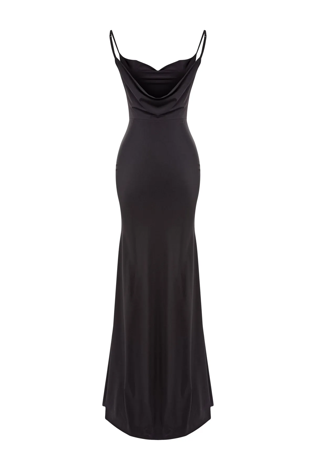 Trendyol Collection  Schwarzes, figurbetontes, langes Abendkleid aus Strick TPRSS23AE00060