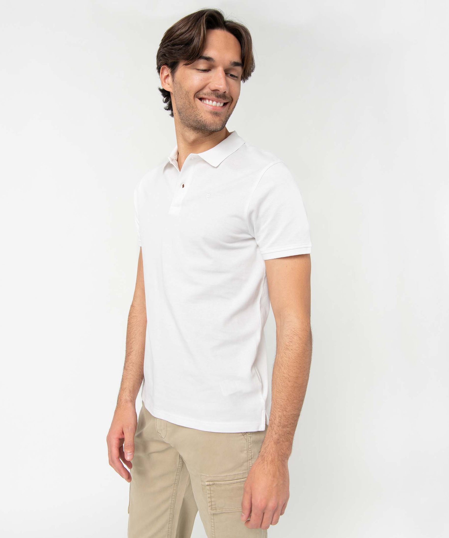 Polo homme à manches courtes en maille piquée blanc | GEMO
