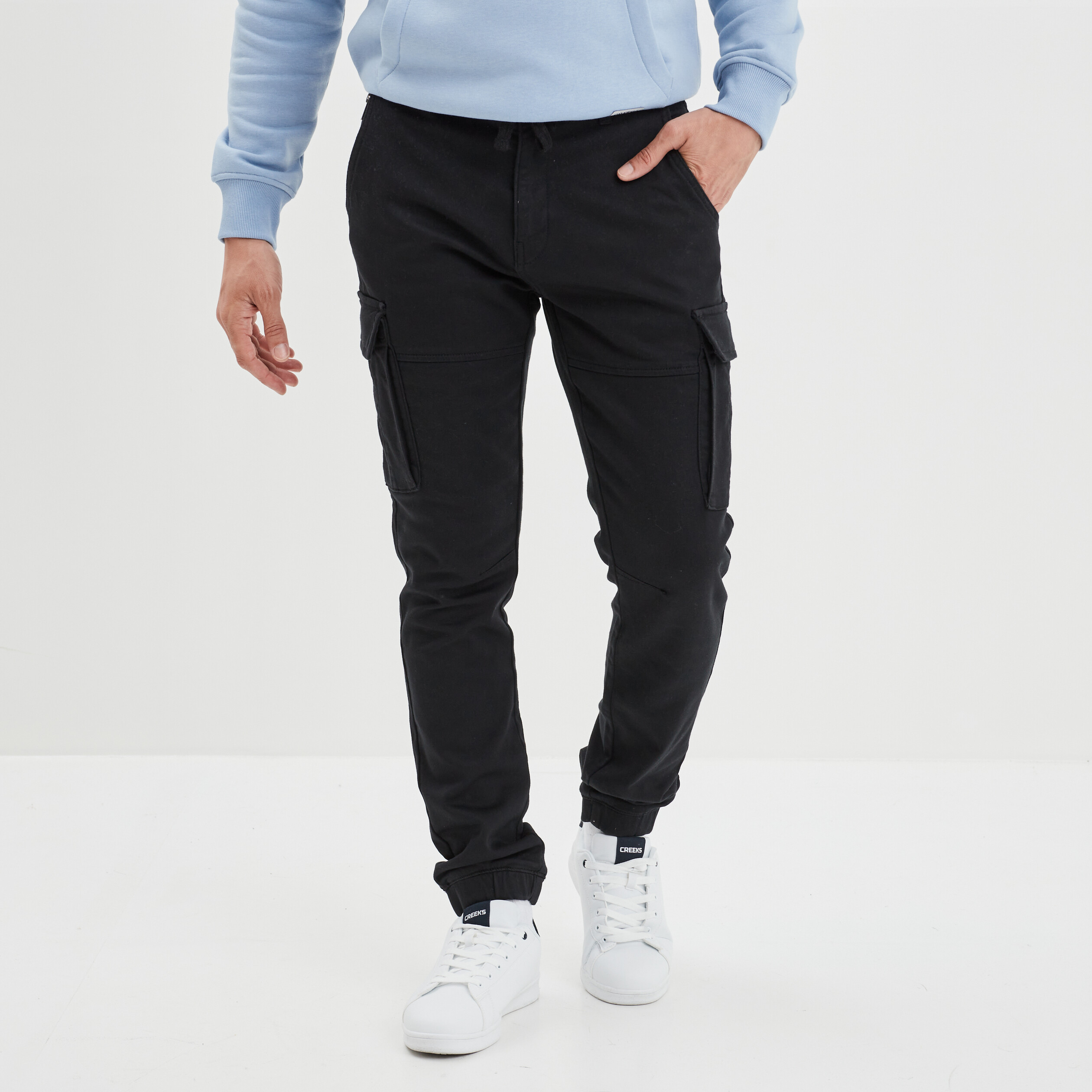 Pantalon cargo à coulisse noir homme | La Halle