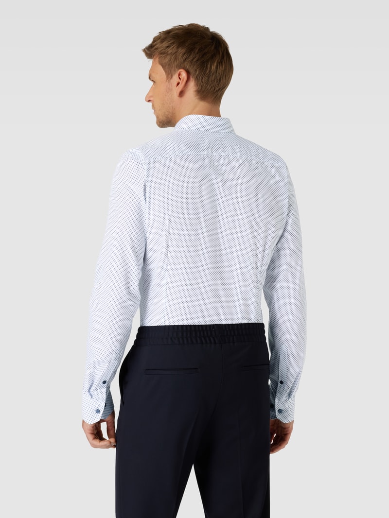 Super Slim Fit Business-Hemd mit Allover-Muster in bleu