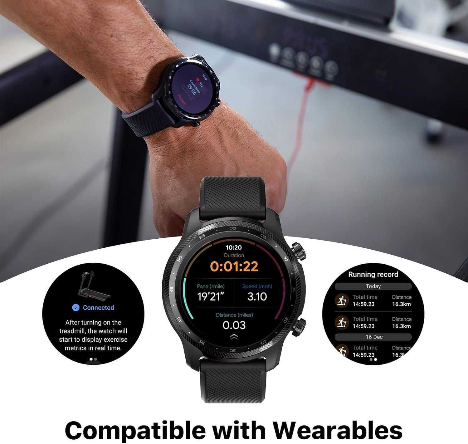 mobvoi Laufband (Laufband Pro für Home, Lauf, Walking-Trainingsmodi 1,0 km/h-12,0 km/h), Motor mit Fernbedienung und Touchscreen LCD