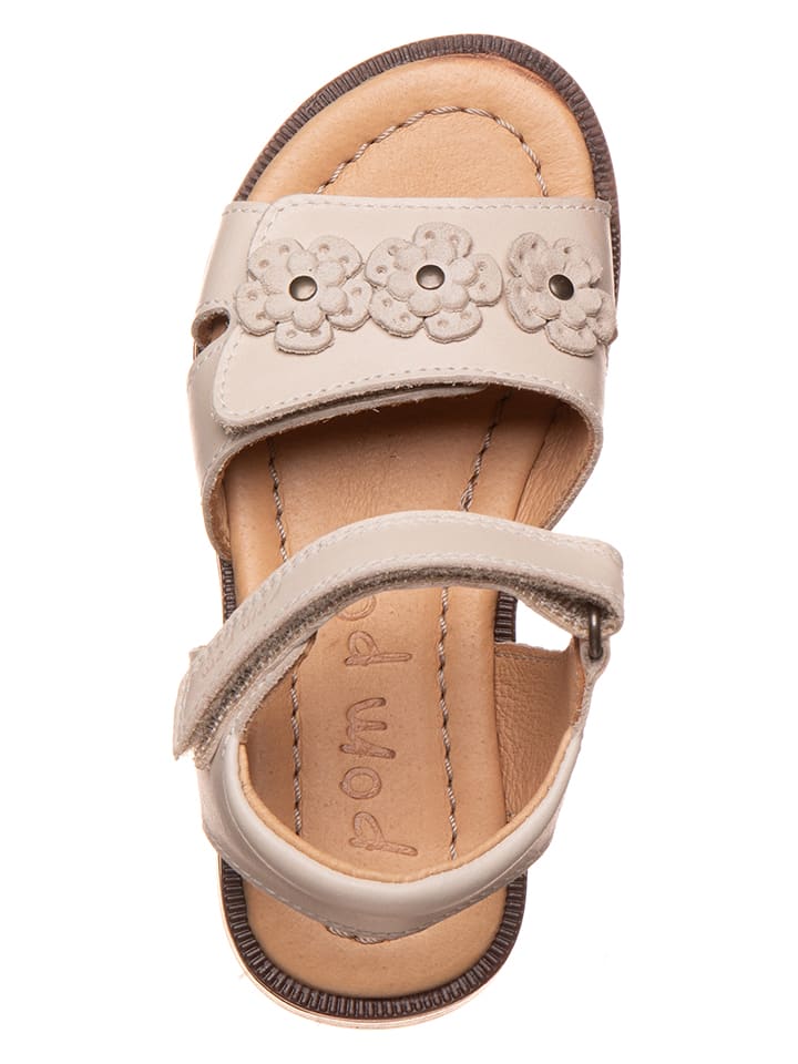 POM POM Leder-Sandalen in Beige günstig kaufen
