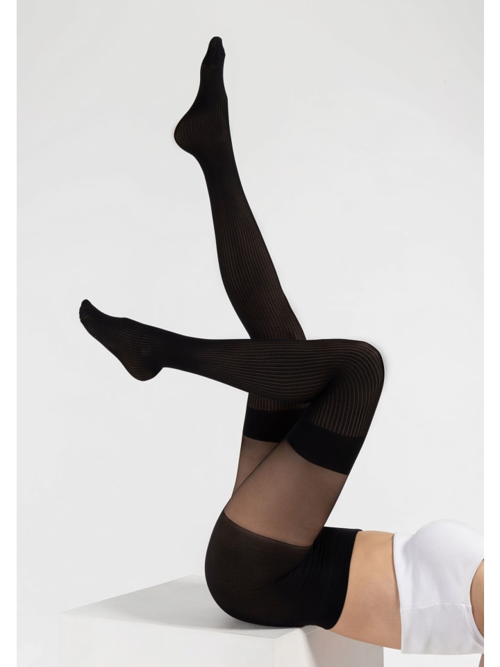 camano Strumpfhose overknee stripes 1er Pack fine fashion 70 Denier in Schwarz günstig kaufen