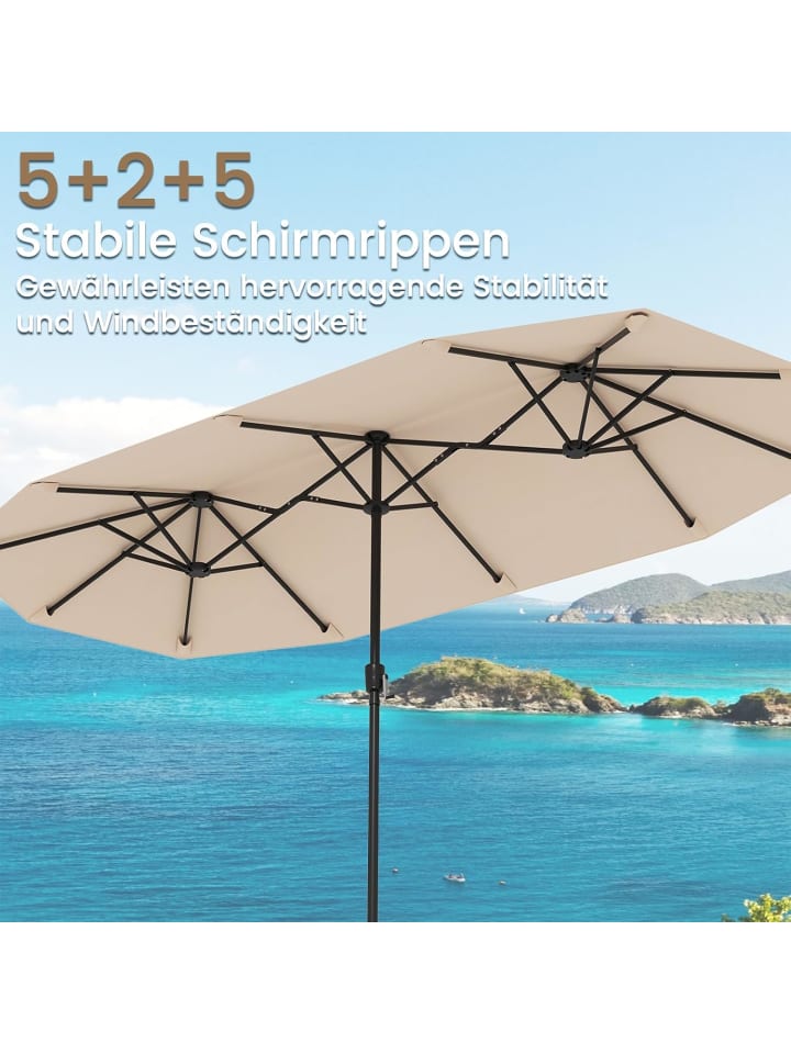 COSTWAY Doppelsonnenschirm 380x200cm XXL in Beige günstig kaufen onesize