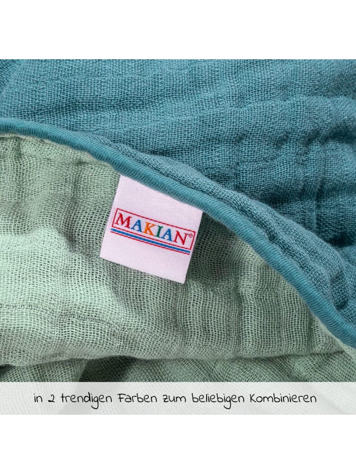 Makian Wende-Kuscheldecke / Babydecke Mull in gruen,blau günstig kaufen onesize