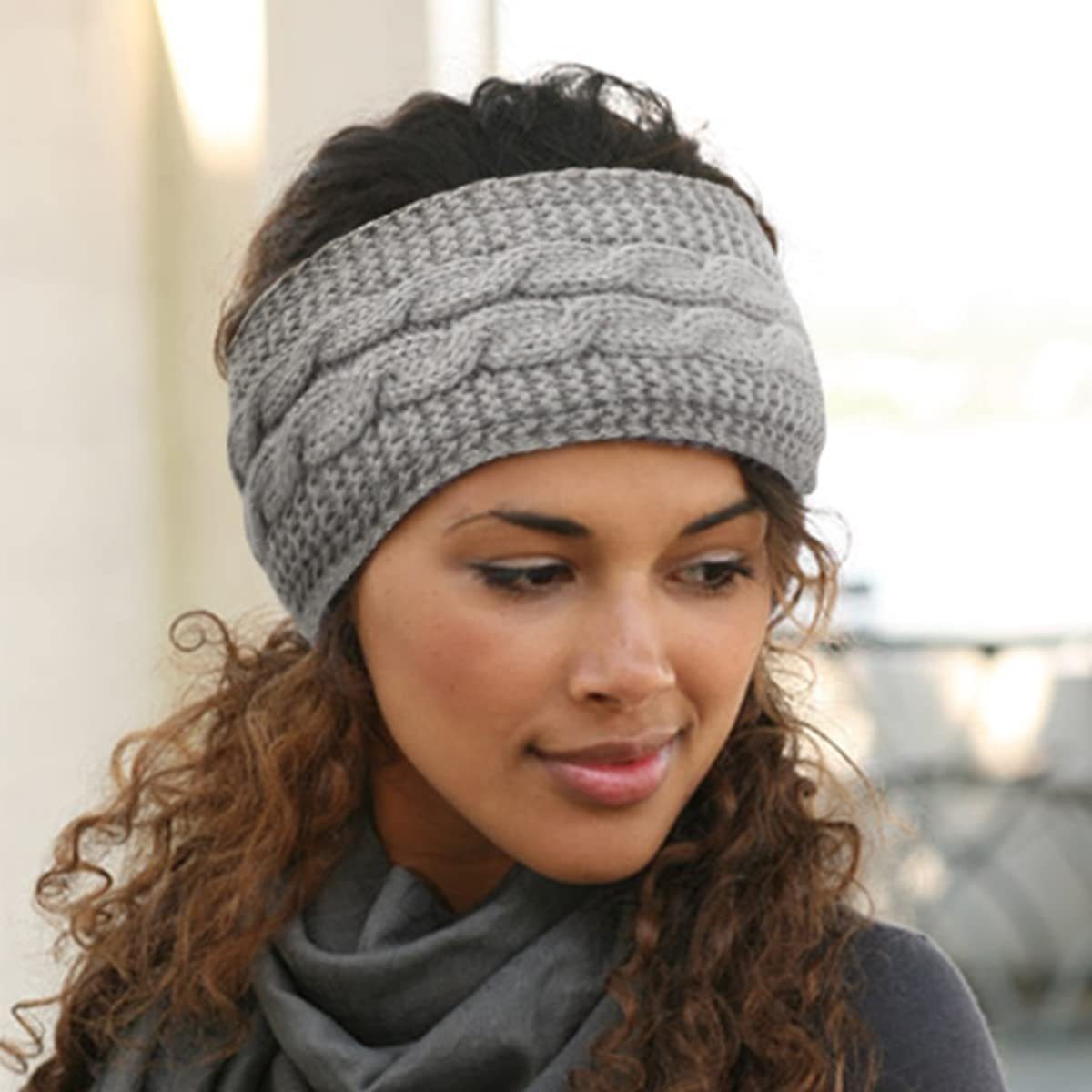 YYV Haarband Winter Stirnband Damen Strick Ohrenwärmer Haarband Haarreifen Mädchen, 4-tlg., Elastische Plüsch Skifahren, Geknotet Gestrickt Stirnbänder Verdicken Frauen Haarbänder Häkelarbeit
