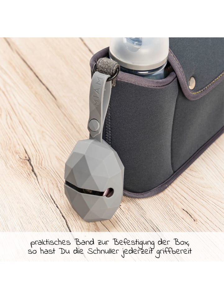 MiaMia Silikon-Schnullerbox / Schnullerhalter - Diamant - in grau günstig kaufen onesize