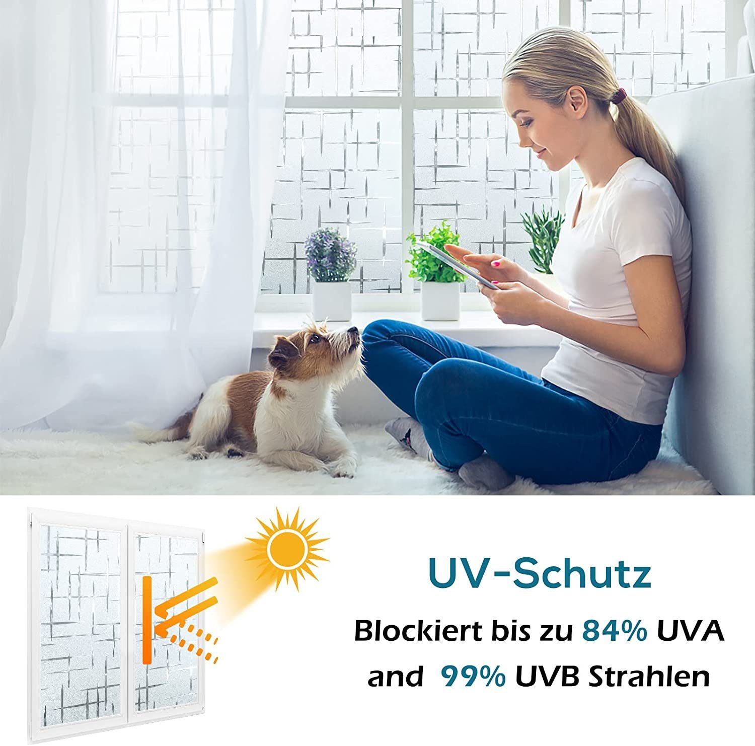 Fensterfolie Fensterfolie Blickdicht Sichtschutzfolie Statisch Haftend 45 * 200 cm, Devenirriche