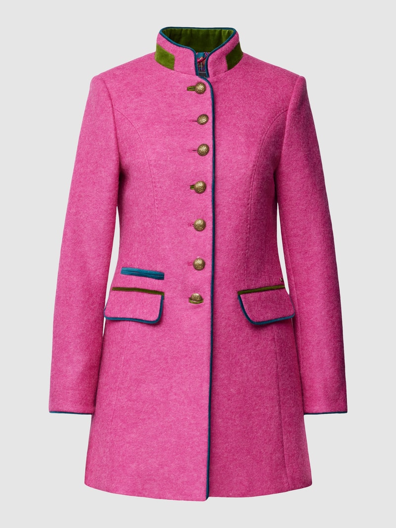 Longblazer mit Stehkragen und Pattentaschen in pink
