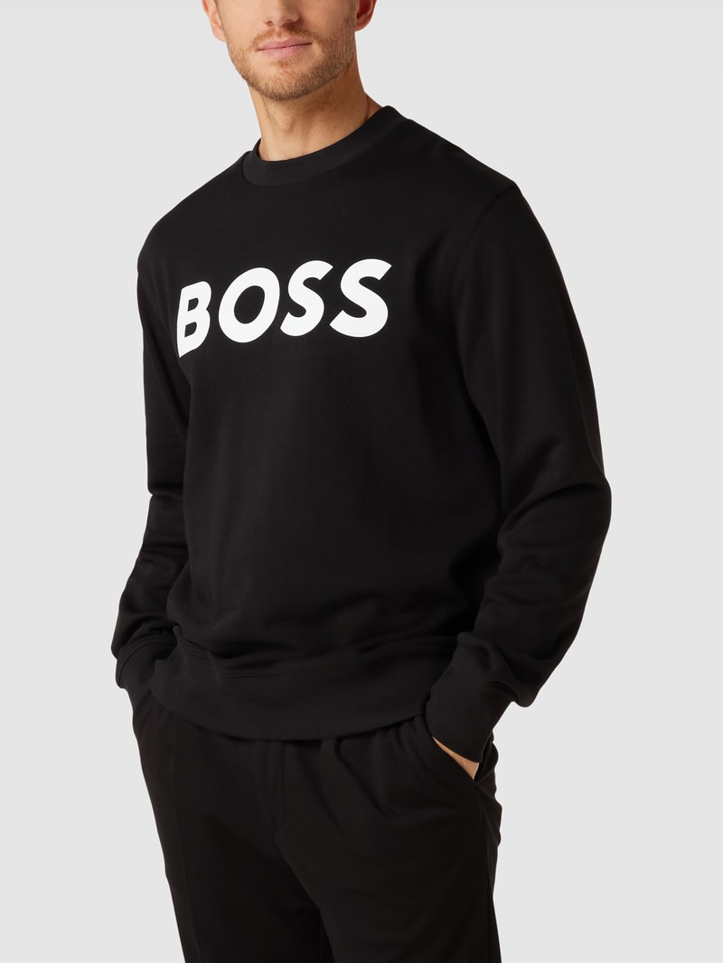 Sweatshirt mit Label-Print in anthrazit meliert
