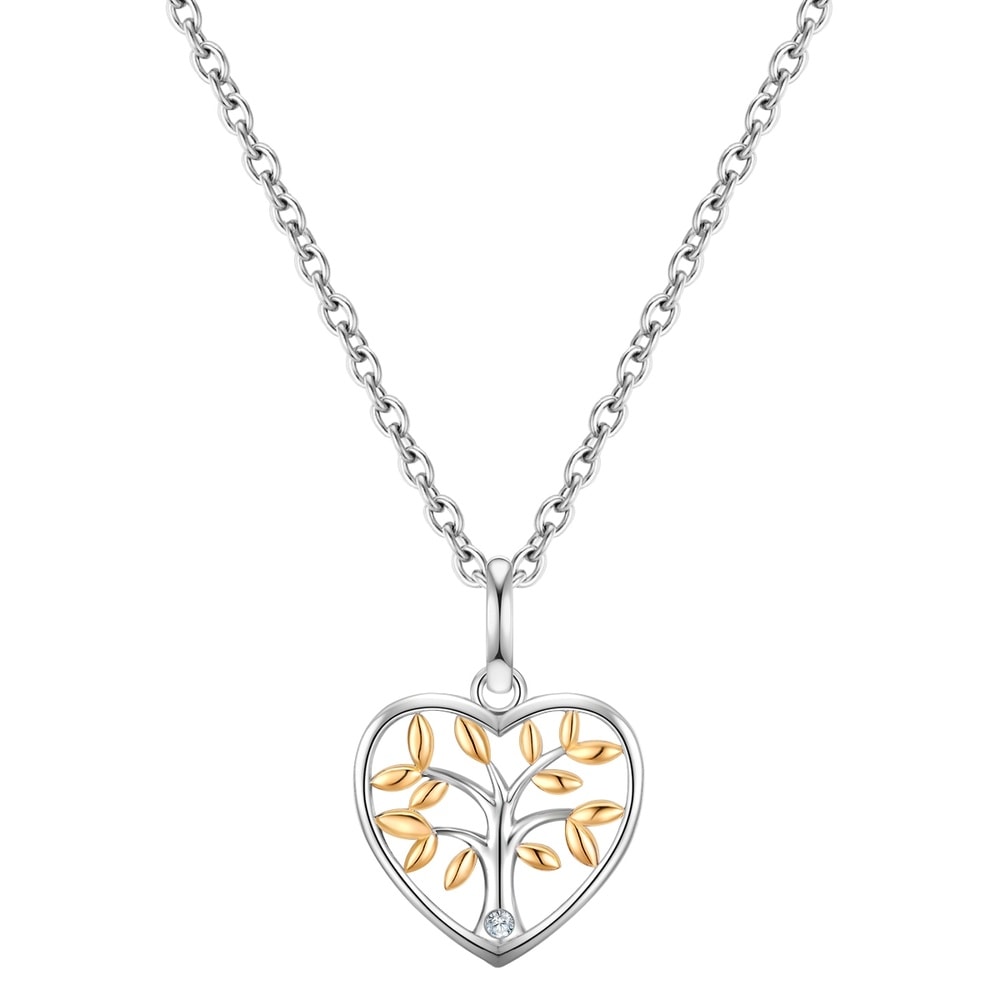Glanzstücke München Chaîne Arbre de vie Argent sterling Lab Grown Diamond en Argent/or jaune collier