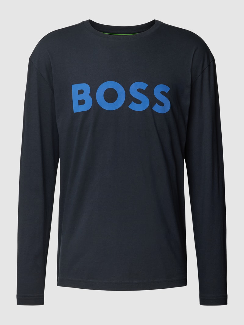 Longsleeve mit Label-Detail in dunkelblau