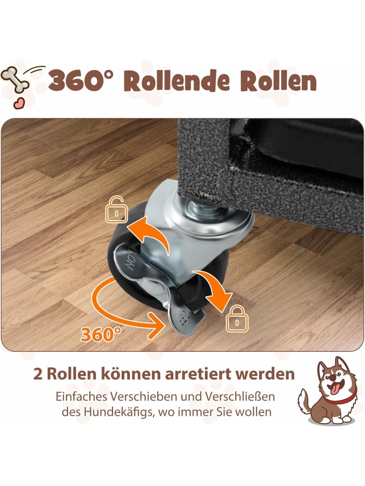 COSTWAY Hundekäfig faltbar 96x65x77cm in Schwarz günstig kaufen onesize