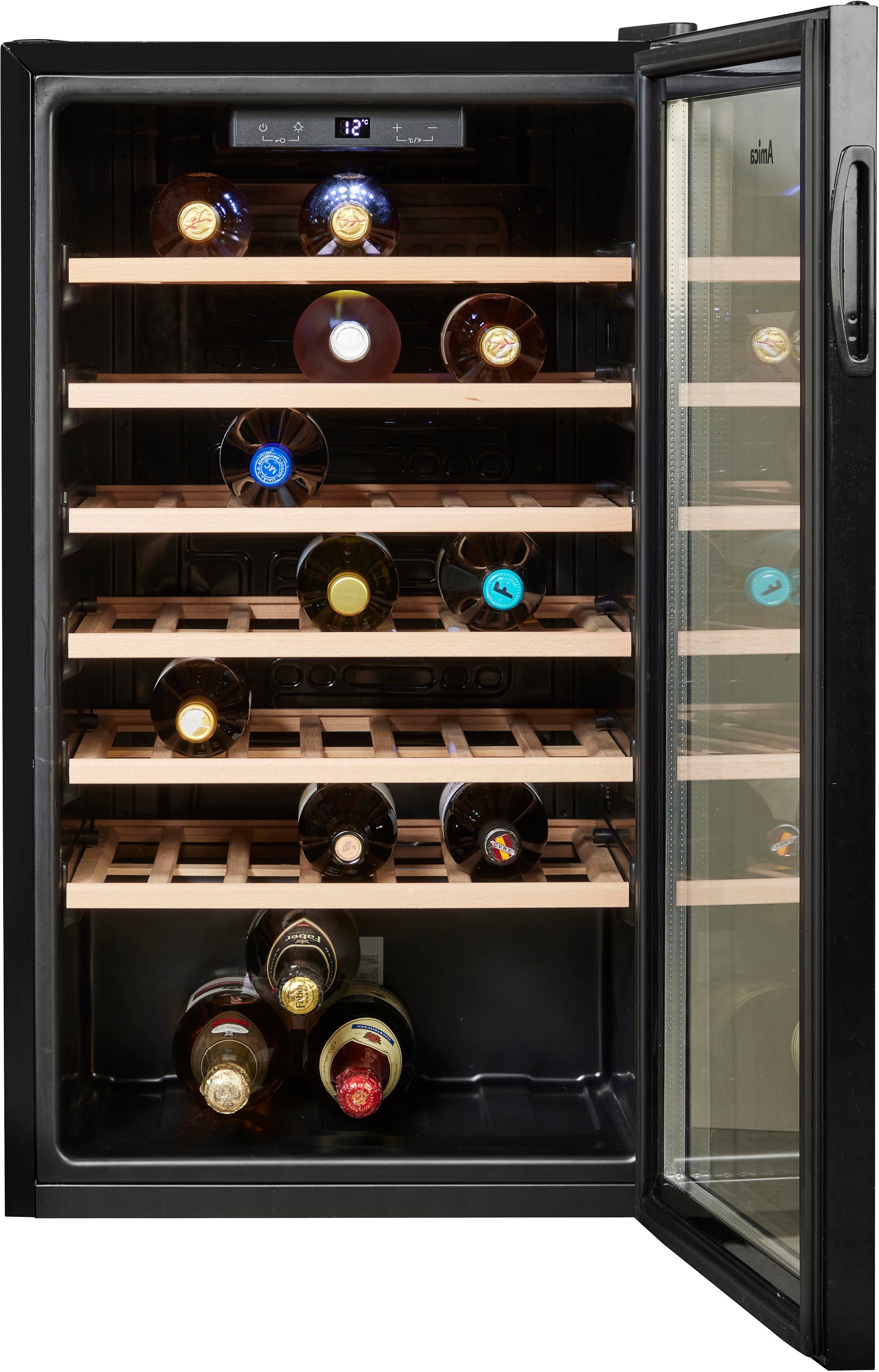 Amica Weinkühlschrank WK 341 901 S,für 52 Standardflaschen á 0,75l, Standkühlschrank