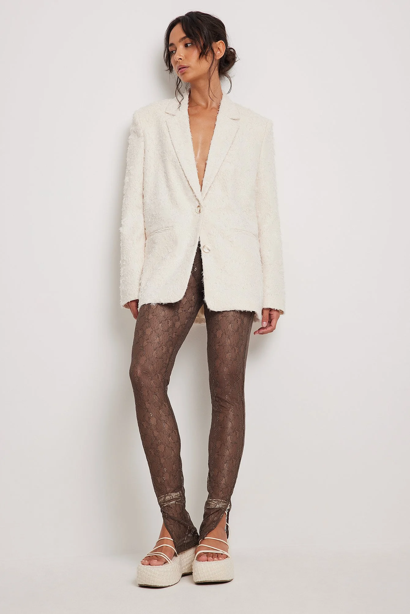 Leggings mit Spitze und Schlitzdetail