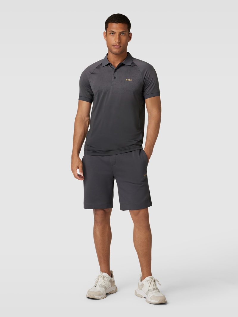 Slim Fit Stretch Poloshirt mit Label-Detail Modell 'Pauletech' in graphit