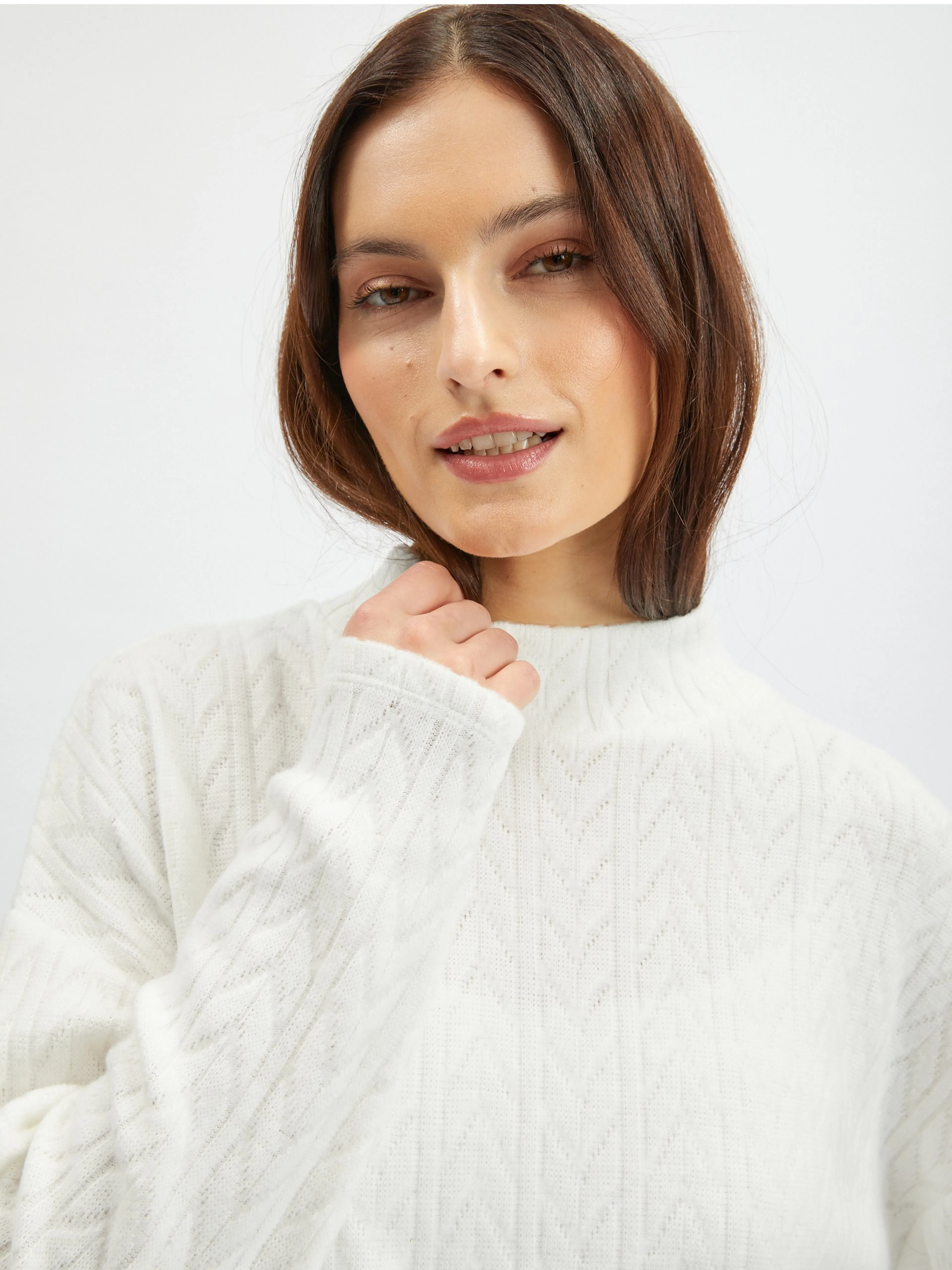 Weißer gemusterter Pullover für Damen ORSAY
