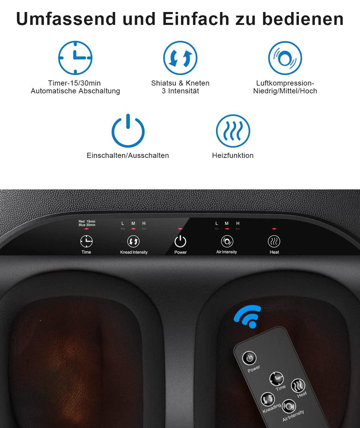 Shiatsu Fußmassagegerät Premium mit Fernbedienung