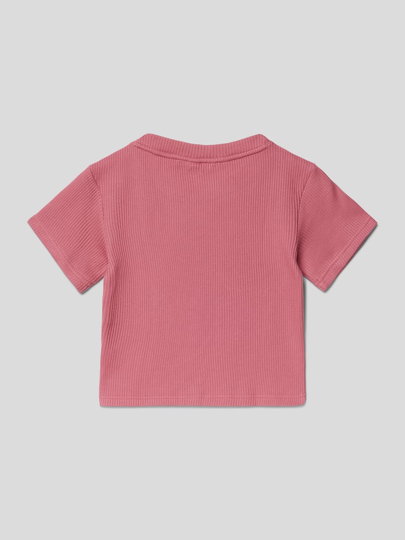 T-Shirt in Ripp-Optik in altrosa