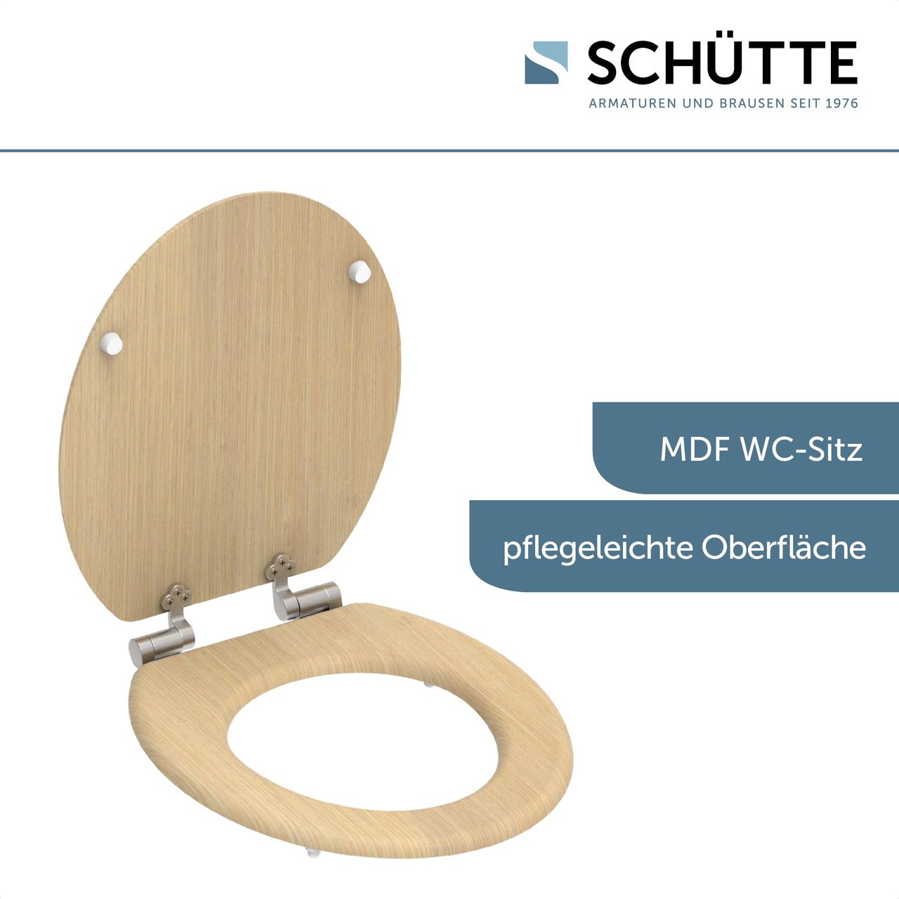 Schütte MDF WC Sitz NATURAL WOOD,Toilettendeckel mit Absenkautomatik, Holzkern