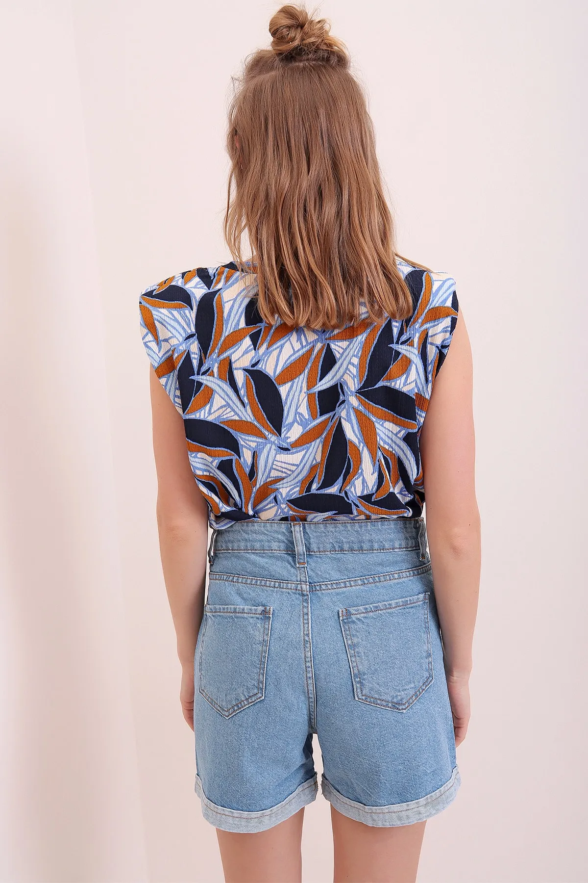 Trend Alaçatı Stili  Shorts - Blau - Hoher Bund