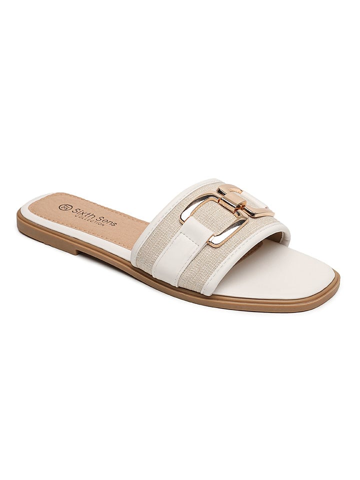 Sixth Sens Pantoletten in Weiß/ Creme günstig kaufen