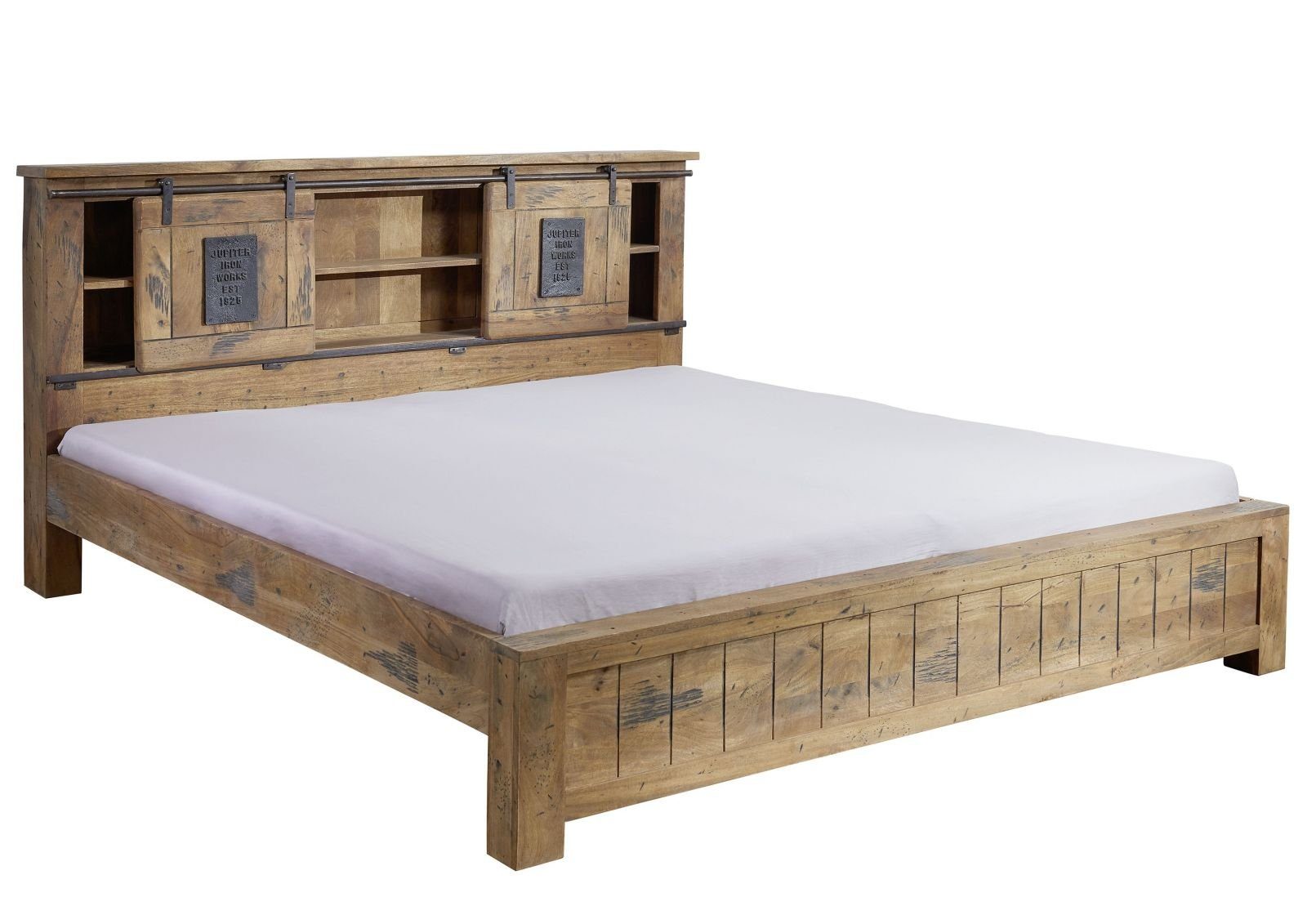 Massivmoebel24 Massivholzbett Bett Mango 140x200 natur lackiert RAILWAY #172