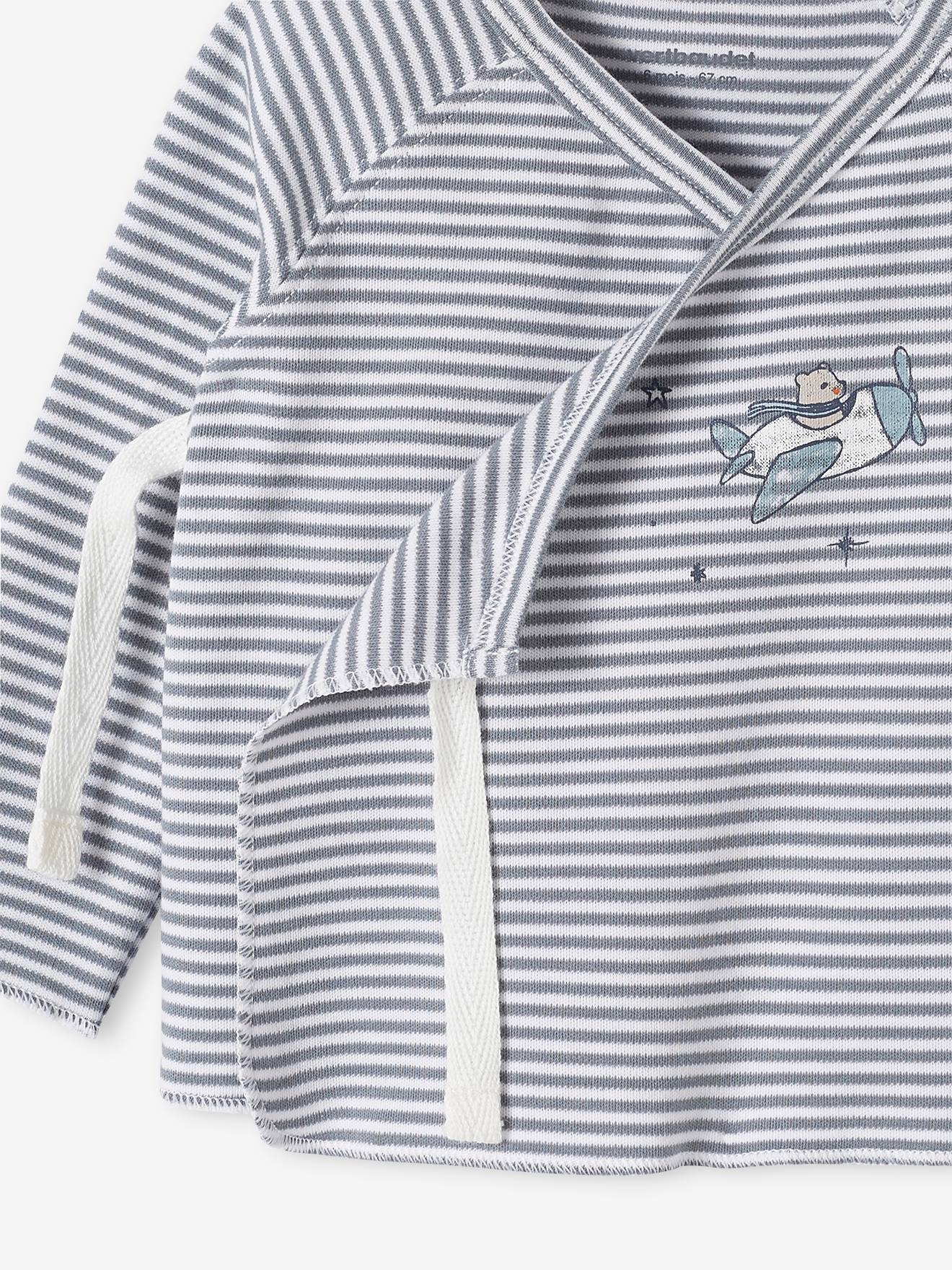 Brassière en interlock bébé naissance BASICS bleu grisé