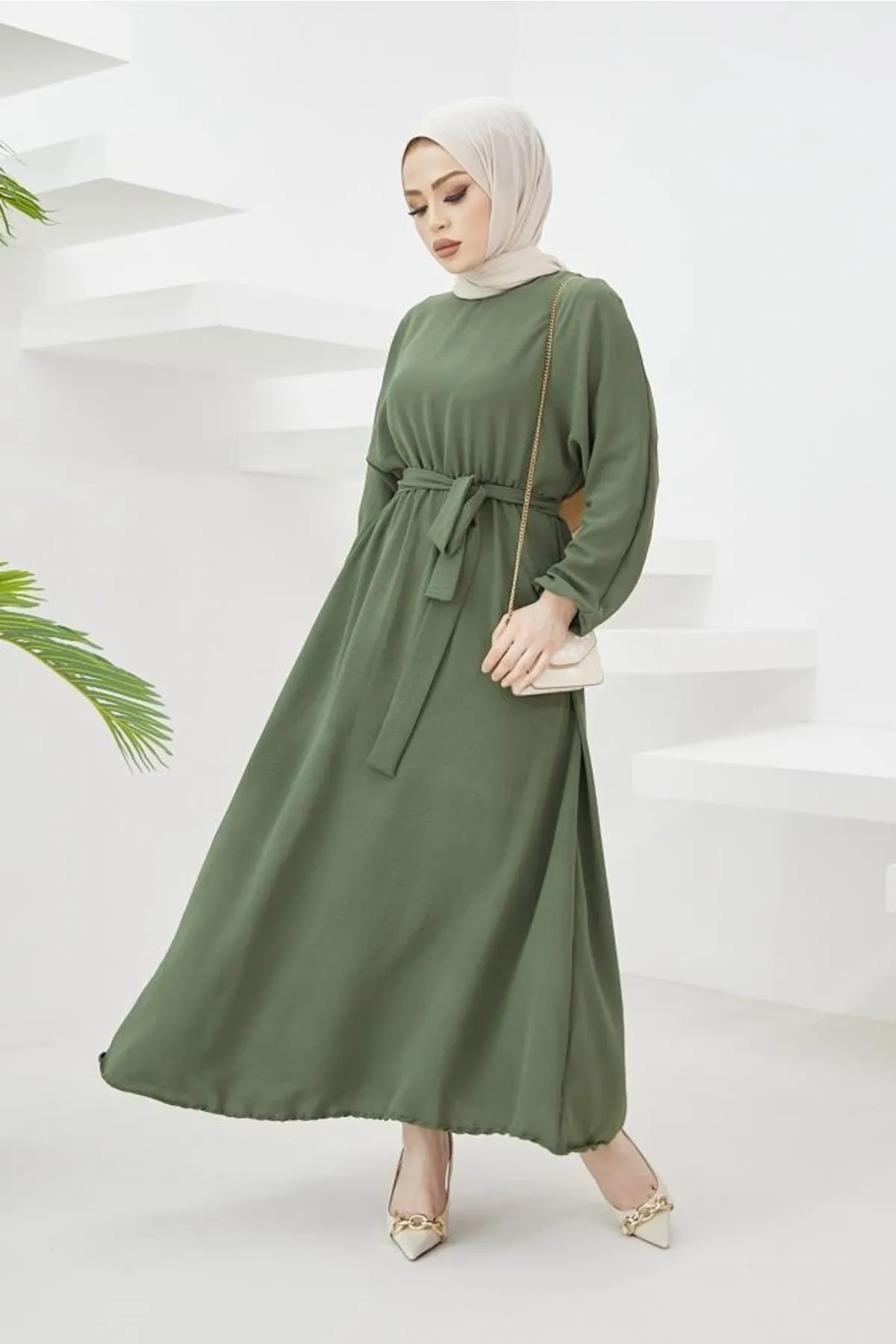 benguen  424-1aerobin Hijab-Kleid Khaki