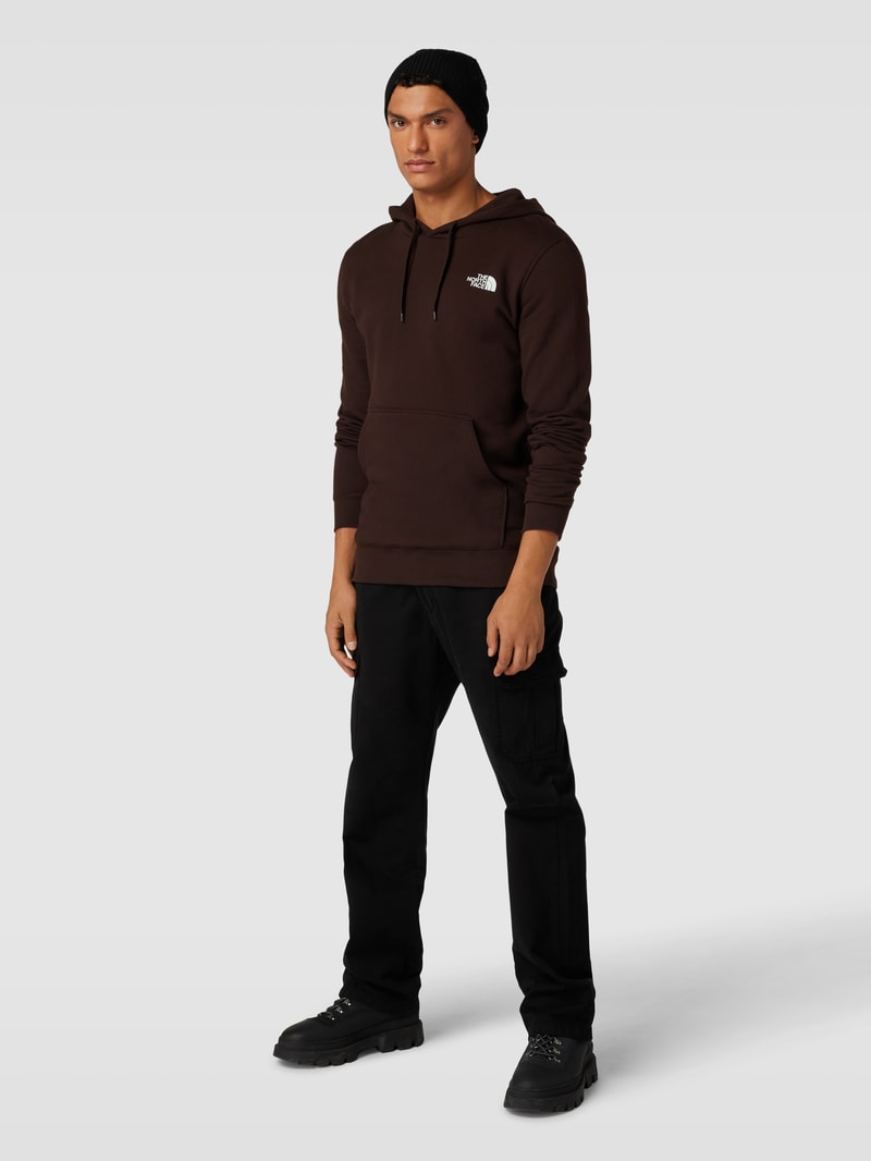 Hoodie mit Label-Print Modell 'Simple Dome' in dunkelbraun