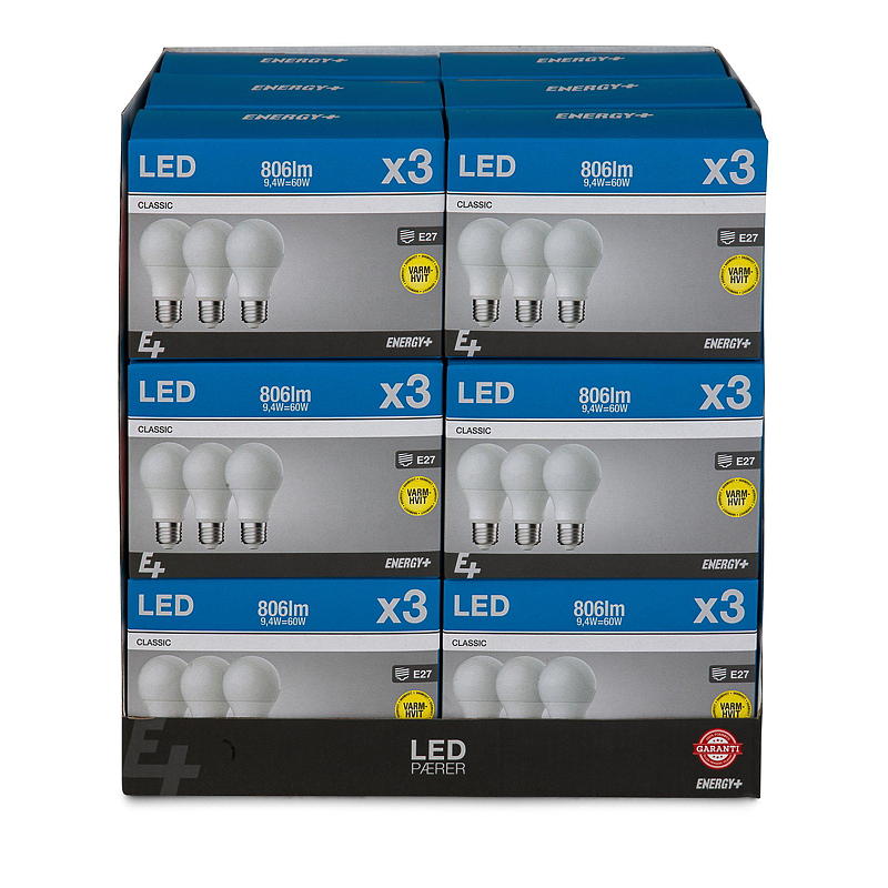 Energy Lyspære LED 806 lm 3-pk Classic E27 A60